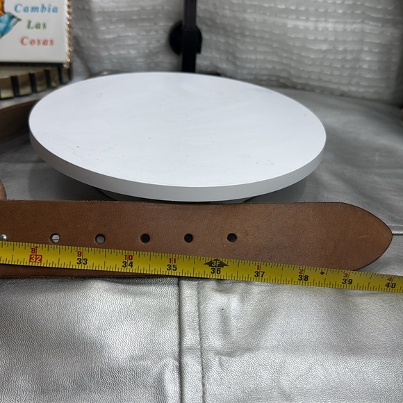 (H) Banana Republic Tan Silver Studded Leather Belt, Size S - Picture 9 of 13